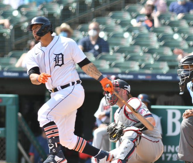 Tigers' Wilson Ramos hits a solo home run in the fifth inning.
