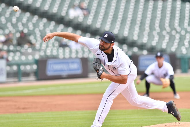 Tigers pitcher Michael Fulmer works in the first inning.
