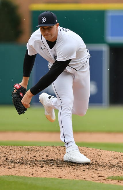 Tigers pitcher Tarik Skubal works in the seventh inning.