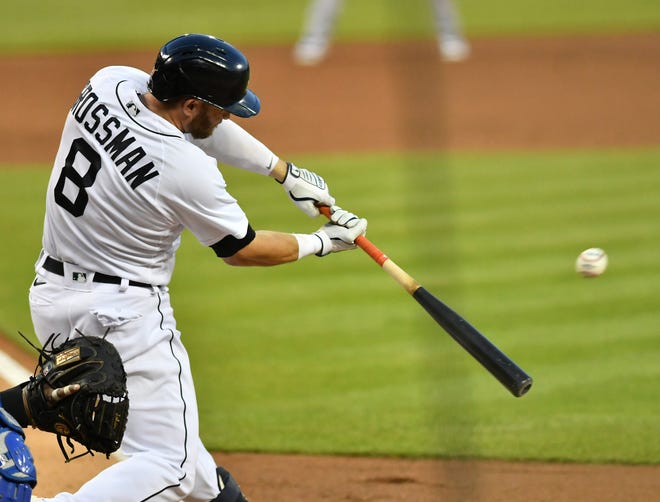 Tigers' Robbie Grossman triples in the fifth inning,