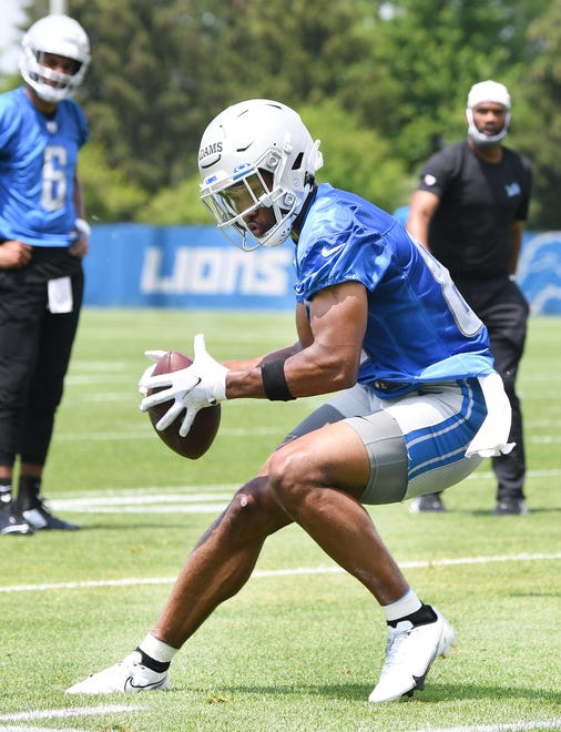 Detroit Lions rookie wide receiver Jonathan Adams during drills.