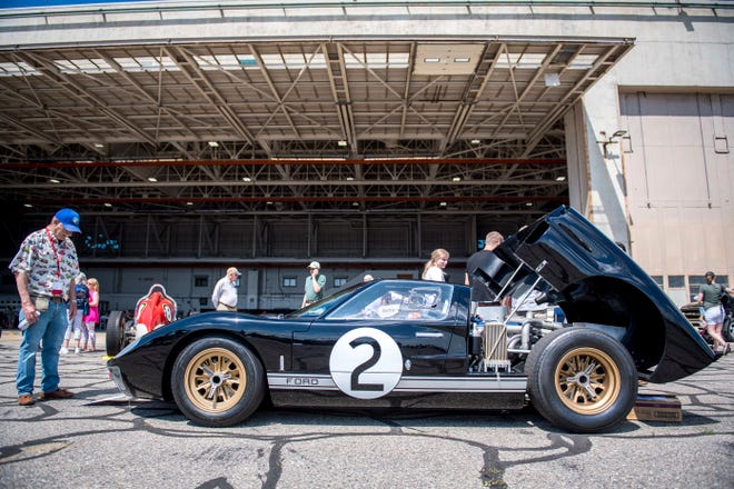 A 1966 Ford GT40 Mk II “movie car” is pictured during Detroit’s Invitational Wings and Wheels classic car and aircraft show at Willow Run Airport in Ypsilanti, Mich. on June 13, 2021.