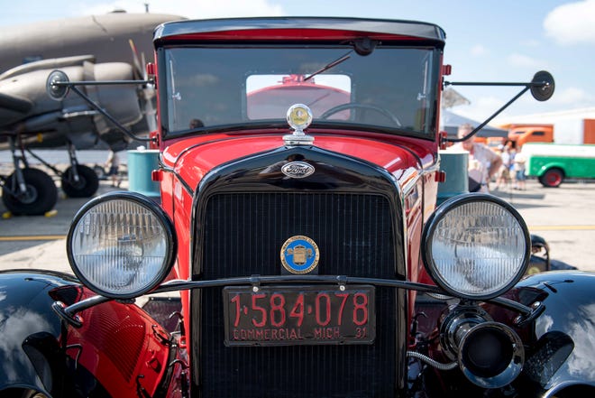 A 1931 Ford Long Bed Model A Truck is pictured during Detroit’s Invitational Wings and Wheels classic car and aircraft show at Willow Run Airport in Ypsilanti, Mich. on June 13, 2021.