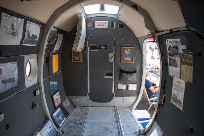 The interior of a Grumman C-1 Trader is pictured during Detroit’s Invitational Wings and Wheels classic car and aircraft show at Willow Run Airport in Ypsilanti, Mich. on June 13, 2021.