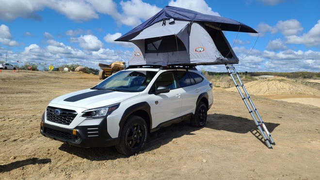 Roof rails on the 2022 Subaru Outback Wilderness can support a roof tent (and occupants).