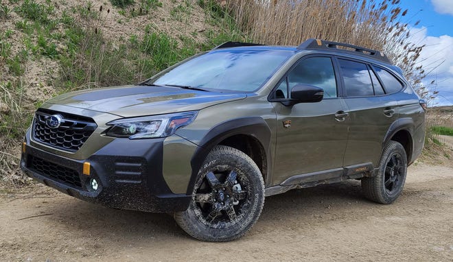 The 2022 Subaru Outback Wilderness gains ride height (to 9.5 inches) and greater front and rear departure angles for better off-road capability.