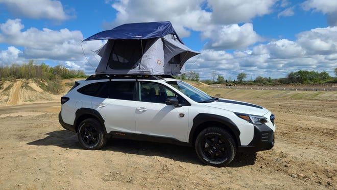 Roof rails on the 2022 Subaru Outback Wilderness can support a roof tent (and occupants).