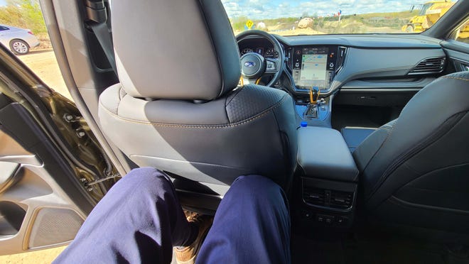The mid-size 2022 Subaru Outback Wilderness has lots of rear seat room for six-footers like Detroit News auto critic Henry Payne.