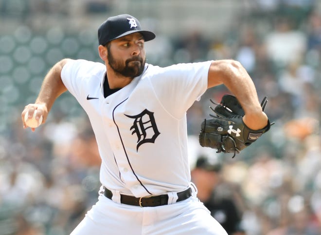 Tigers pitcher Michael Fulmer works in the eighth inning.