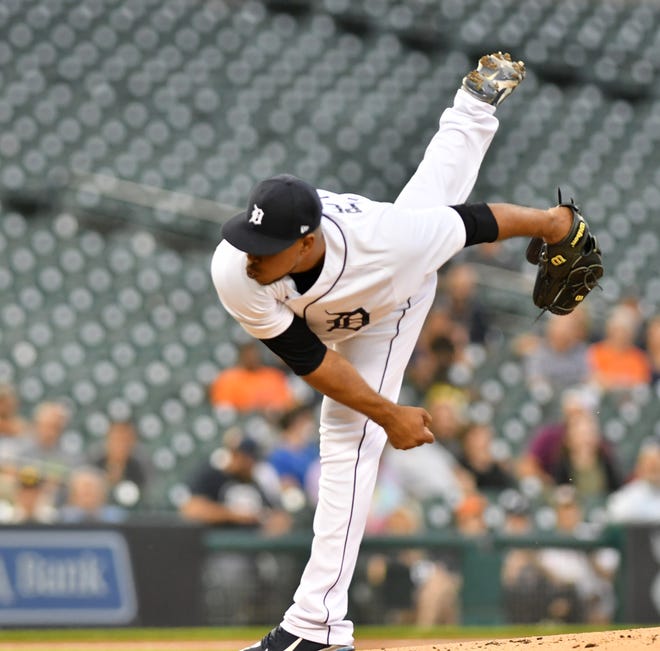 Tigers pitcher Wily Peralta works in the second inning.