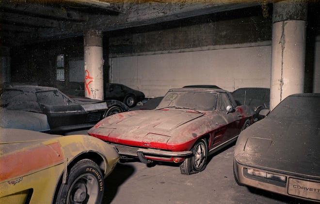 36 Corvettes from the Peter Max collection were found in a New York garage covered in dust and bird droppings.