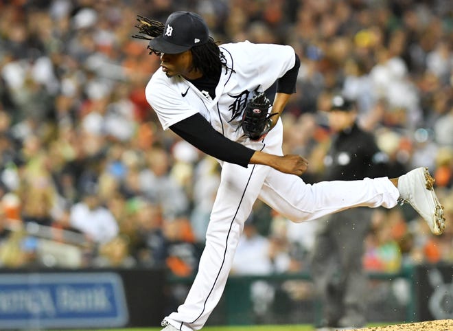 Tigers pitcher Jose Urena works in the fourth inning.