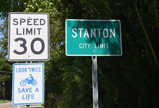 This sign marks the city limits of Stanton in Haywood County, Tennessee, where Ford Motor Co will build a 3,600-acre mega campus.
