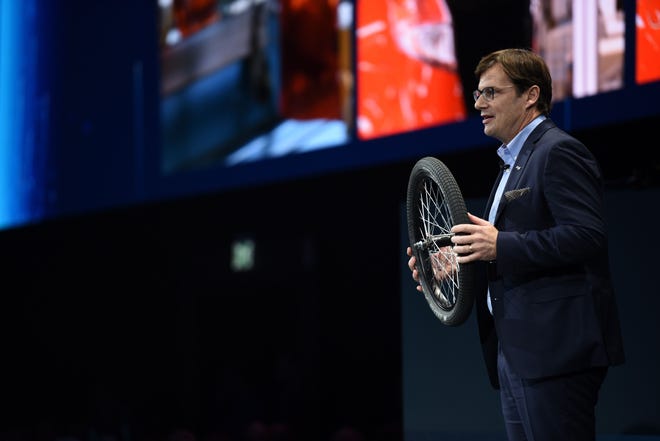 Jim Farley, CEO and chairman of Ford Europe speaks during the presentation of FordÂ´s new model Fiesta 2017 in Cologne, western Germany, on November 29, 2016.