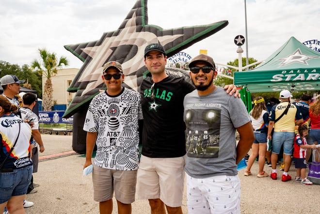 Ex-Wolverines goaltender Al Montoya, center, is the first Cuban American in the NHL and the new director of community outreach for the Dallas Stars.