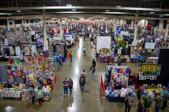 An elevated view of Motor City Comic Con at the Suburban Collection Showplace in Novi.