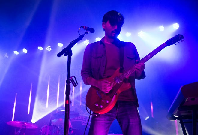 Thrice lead guitarist Teppei Teranishi performs at St. Andrews Hall in Detroit.