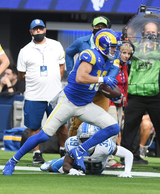 Rams receiver Cooper Kupp breaks free of Lions defensive back Jerry Jacobs and continues up field in the second quarter.