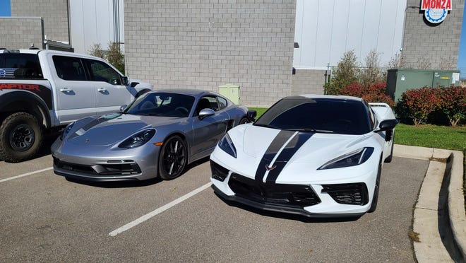 The 2021 Porsche Cayman GTS competes with the Chevy Corvette C8, the first mid-engine Corvette. Both cars boast emotional, normally-aspirated engines.