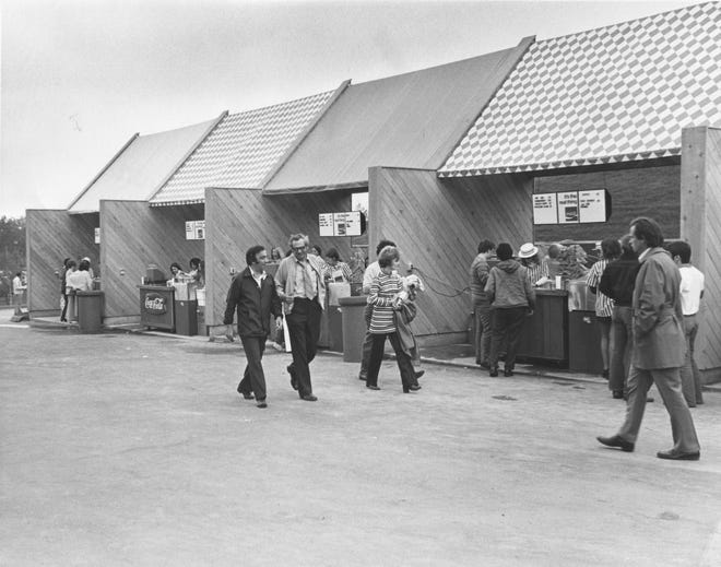 Concession stands at Pine Knob in June 1972.