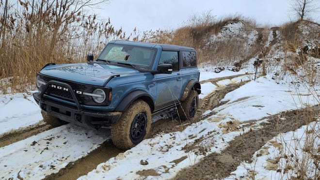 With a Sasquatch package that adds 35-inch tires, twin-locking differentials and touch springs, the rockin' 2021 Ford Bronco 2-door can go just about anywhere at Holly Oaks ORV park.