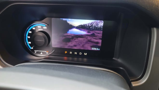 The 2021 Ford Bronco 2-door shows off some fancy graphics in its digital display screen.