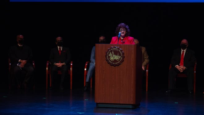 Councilwoman Leslie C Herrick speaks at the City of Dearborn Inauguration Ceremony in Dearborn, Michigan on Saturday January 15th 2022.