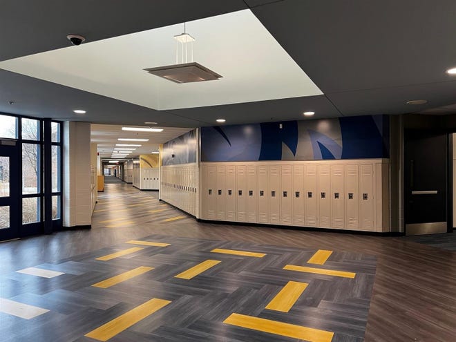 New renovations at Oxford High School, including, paint, wall graphics, ceiling tiles and carpet, Sat. Jan. 22, 2022.High School renovations