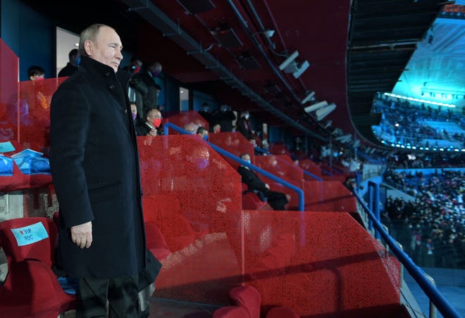 Russian President Vladimir Putin attends the opening ceremony of the 2022 Winter Olympics in Beijing.