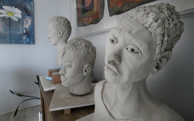 Sculptures by Artist April Anue Shipp at her home, studio in Rochester Hills.
