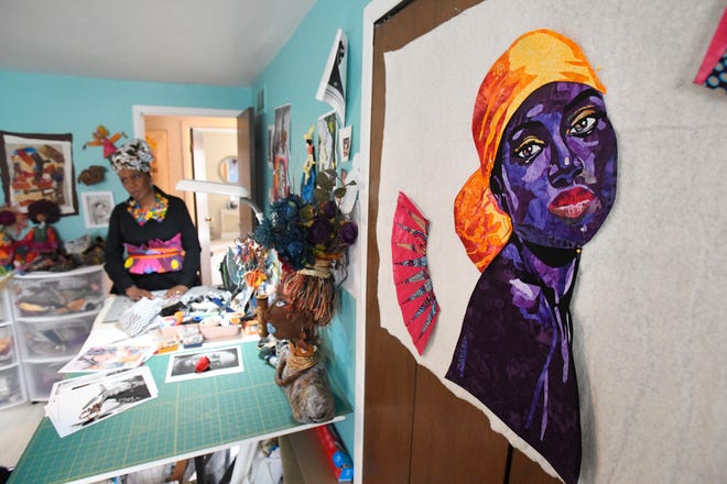 A piece in progress of April's daughter, Pasha Shipp, at her home, studio in Rochester Hills.
