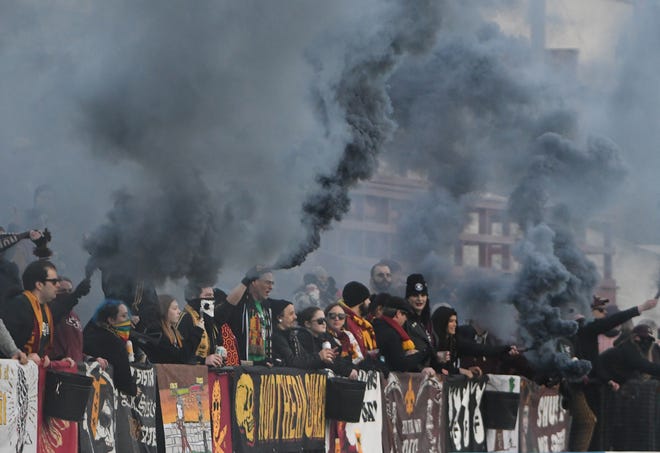 The DCFC fans were in midseason form already, letting loose the black smoke at the start of a match last month against the Michigan Stars.
