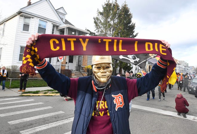 Northern Guard Supporters lead fans through the streets of Hamtramck to Keyworth Stadium for Detroit City FC's U.S. Open Cup match against the Columbus Crew last month.