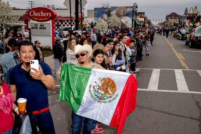 Crowds gather during the 57th annual Cinco de Mayo Parade in Detroit on May 1, 2022.