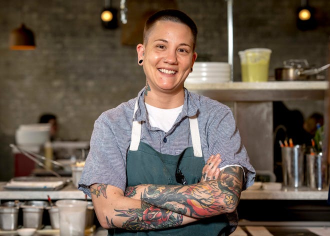 Chef Phoebe Zimmerman poses for a portrait at Freya in Detroit on May 7, 2022.