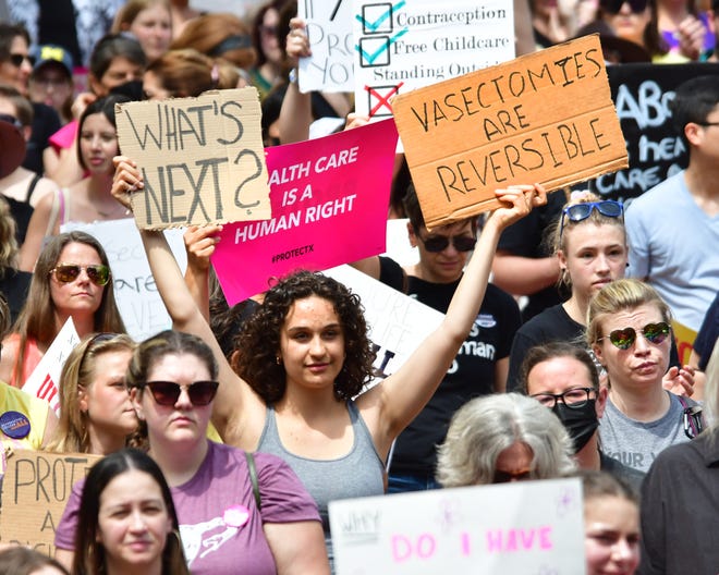 Hundreds gathered for a Planned parenthood rally in Ann Arbor on Saturday, May 14, 2022.