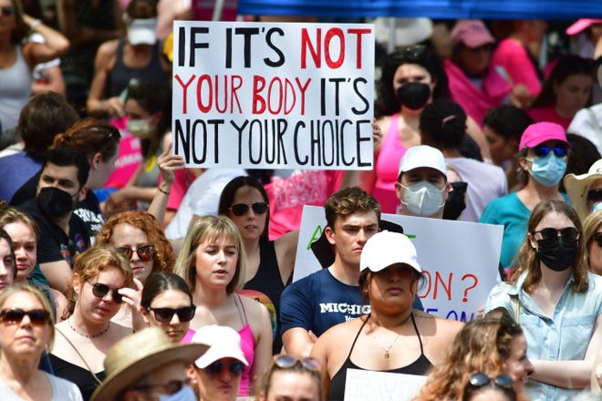 Planned parenthood advocates of Michigan rally in Ann Arbor on Saturday, May 14, 2022.