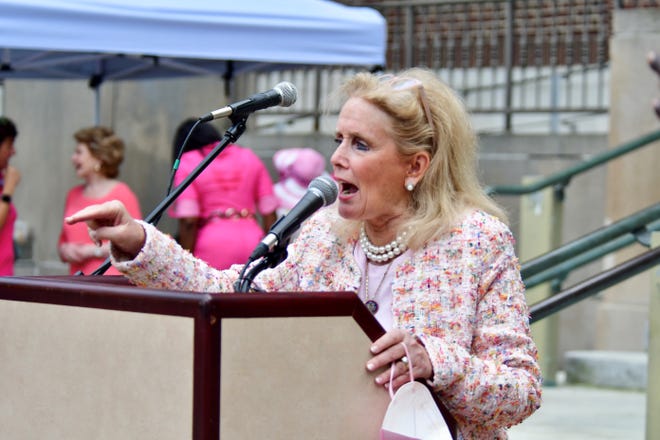 Congresswoman Debbie Dingell speaks at the planned parenthood rally in Ann Arbor on Saturday, May 14, 2022.