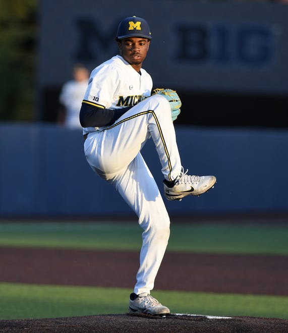 Michigan relief pitcher Angelo Smith in action.