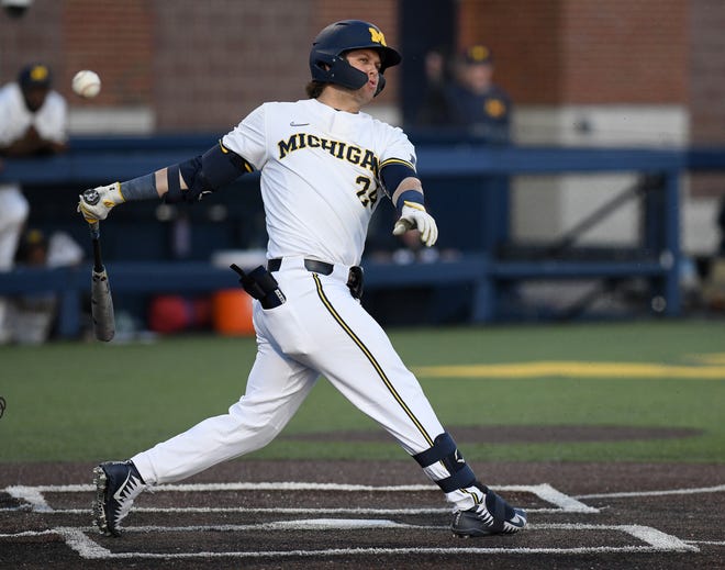 Michigan's Matt Frey in action during their 11-8 win over Michigan State.