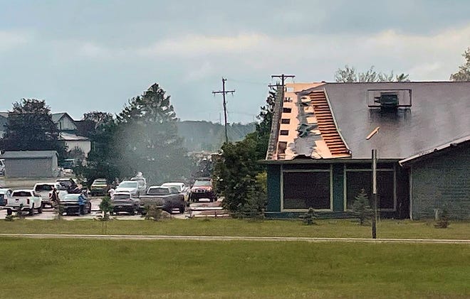 While traveling south on Interstate 75 around 4 p.m., Angela Russ photographed this scene of storm damage to a business near Gaylord after a tornado touched down on Friday, May 20, 2022.
