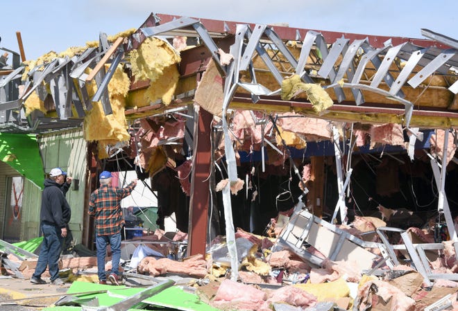 The Goodwill store was heavily damaged by a tornado that touched down in Gaylord on Friday, May 20, 2022.