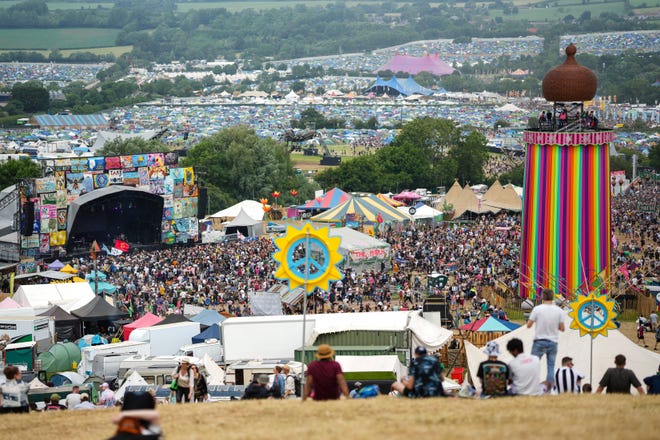 A general view of the Glastonbury Festival in Worthy Farm, Somerset, England, Friday, June 24, 2022.