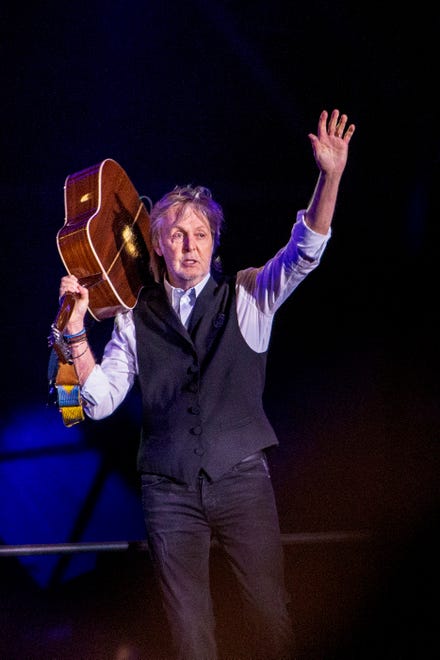 Paul McCartney performs at Glastonbury Festival on June 25, 2022.