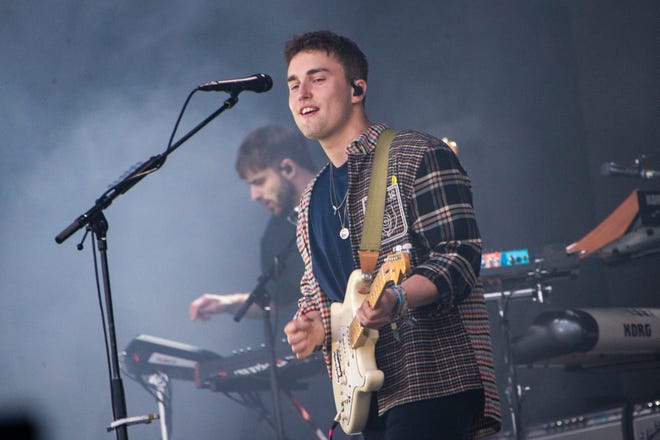Sam Fender performs at the Glastonbury Festival on June 24, 2022.