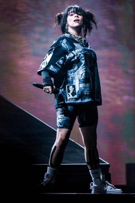 Billie Eilish performs on the Pyramid main stage at Glastonbury Festival on June 24, 2022.