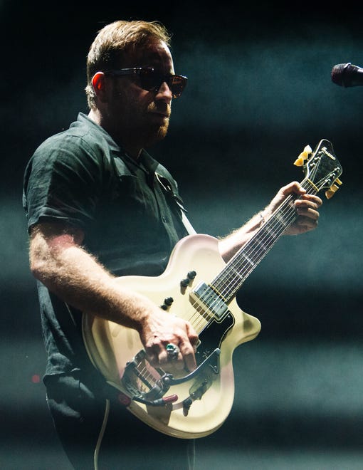 Dan Auerbach, guitarist and singer for The Black Keys, performs during the band’s  Dropout Boogie Tour at Pine Knob.