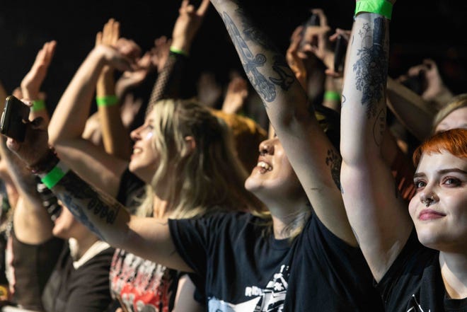 Fans cheer for the band My Chemical Romance.