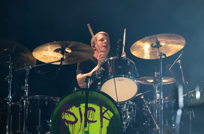 Drummer Jarrod Alexander performs with My Chemical Romance at Little Caesars Arena in Detroit.