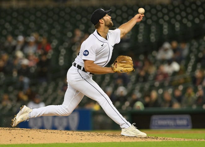 Tigers pitcher Daniel Norris works for the final out of the top of the eighth inning.